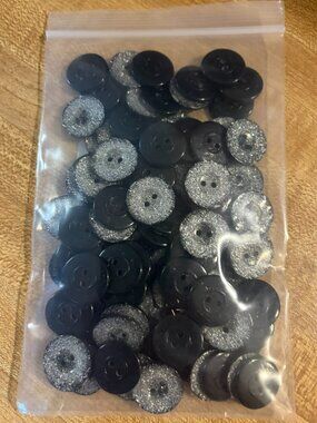 3/4" Black and Silver 2-hole Craft Buttons 100 pieces #7
